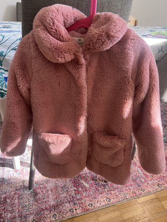 H&M Mädchen Übergangs Jacke, Rosa Fell, Grösse 116 Top!