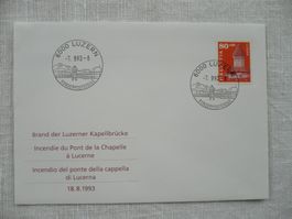 1993 FDC z. G. der Kapellbrücke, Luzern SBK W74