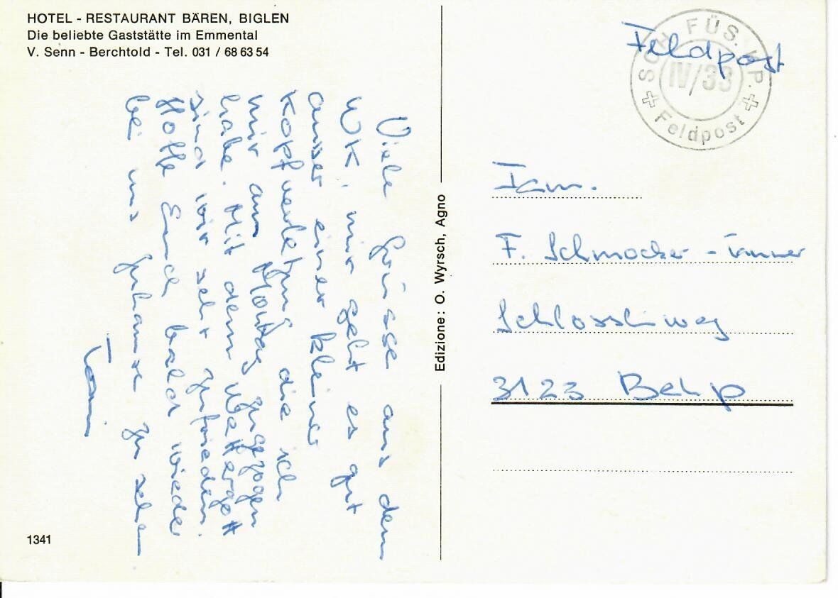Cartoline postali: Hotel Bären Biglen – Usato da Hochdorf venduto da Ziegel-16 1