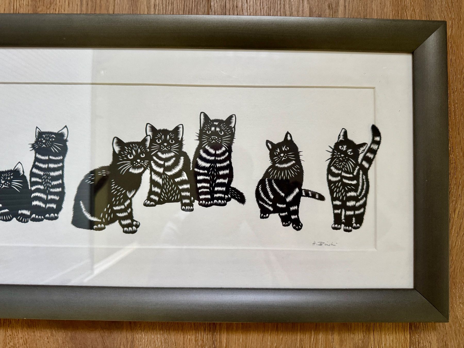 Grafica & Litografie: Grosses Scherenschnitt Bild H. Bürki Original Katze Katzen – Usato da Rothrist venduto da Luckywinner 3