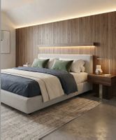 Mit-Century Wandleuchte Holz mit Neonröhre / Zugschalter
