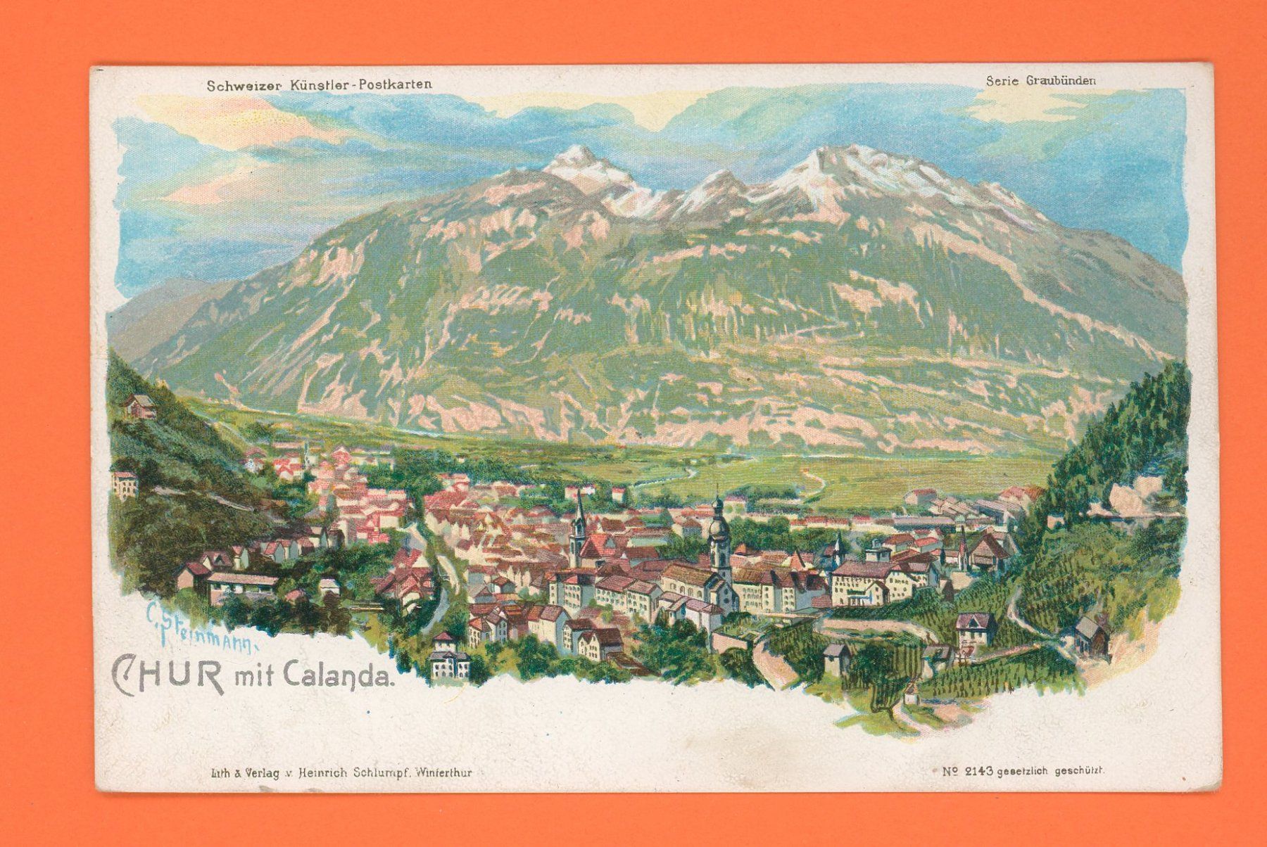 Cartoline postali: Chur mit Calanda, Top Zustand! – Usato da Opfikon venduto da Pritt04