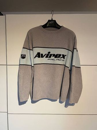 Palace Avirex Chenille Knit Grey L