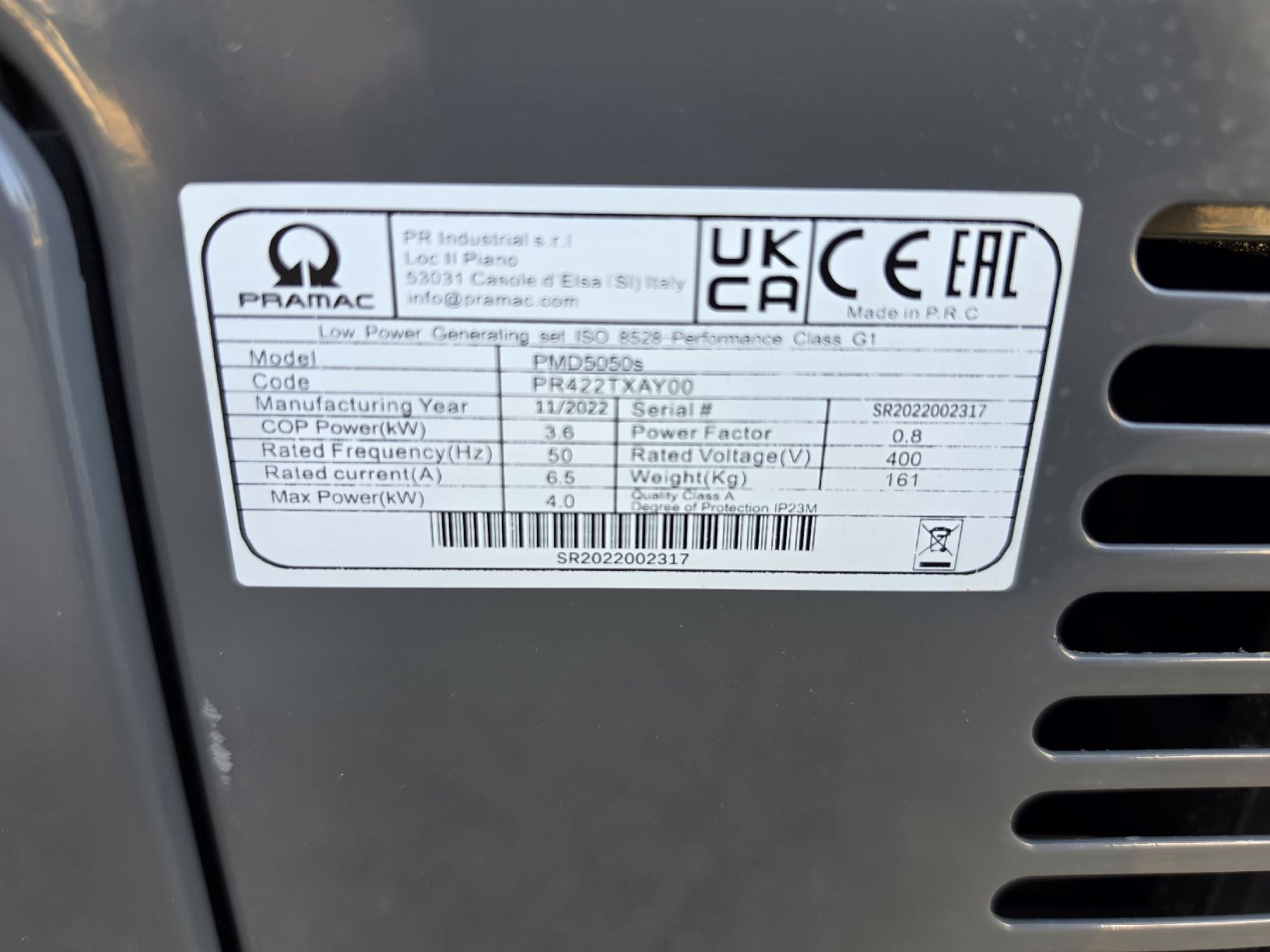 Pramac Stromgeneratoren: Stromgenerator Pramac PMD 5050s neuwertig – Gebraucht aus Mettlen von elios0888 6