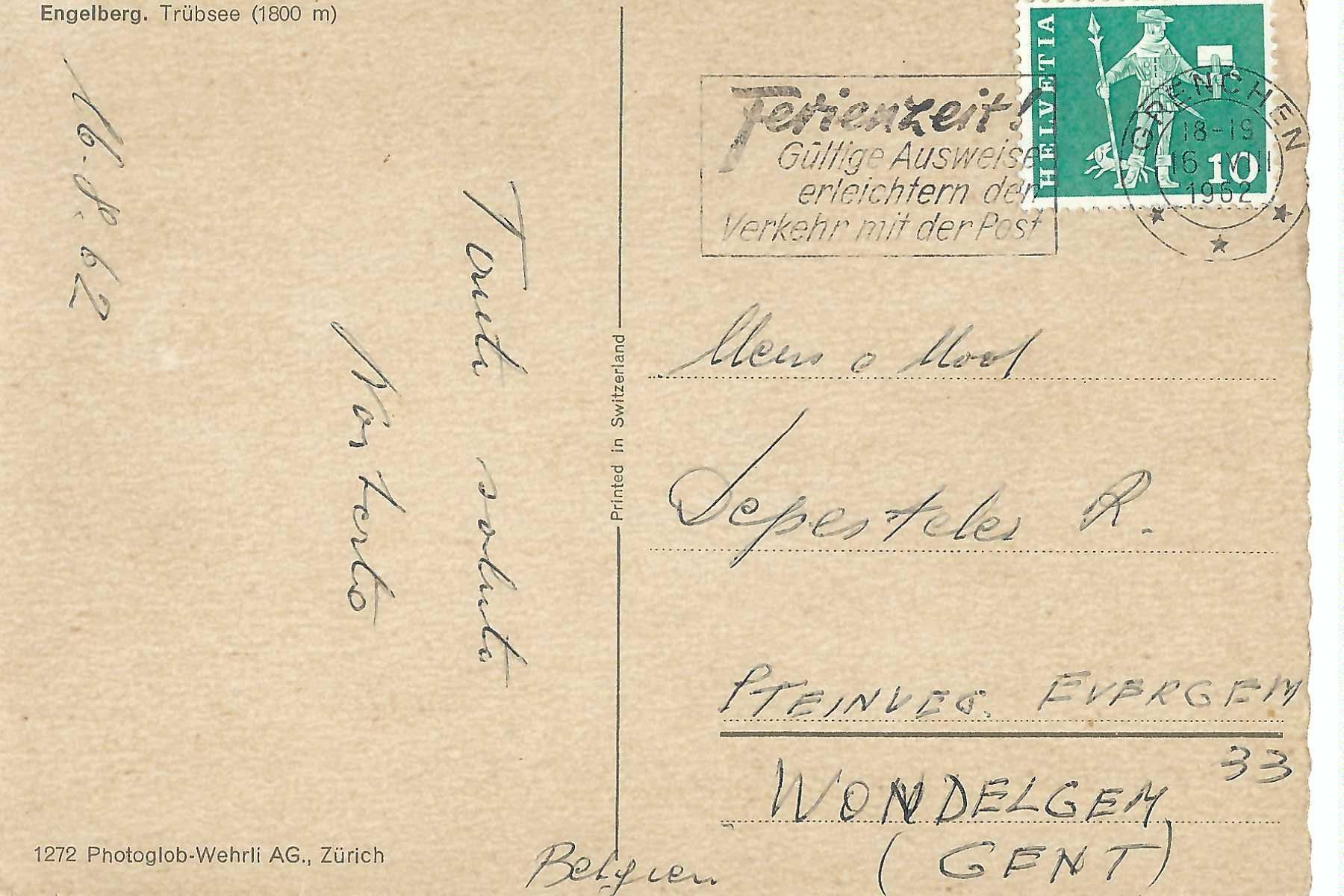 Cartoline postali: Engelberg Trübsee 1962 – Usato da Thun venduto da 44wart 1
