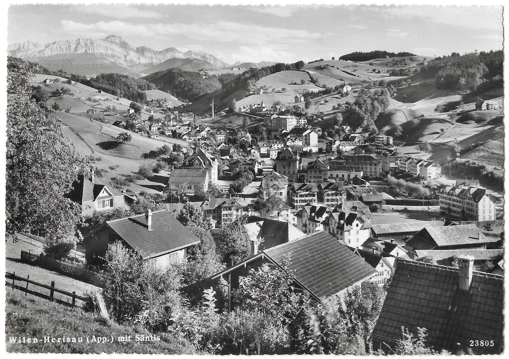 Cartoline postali: Wilen - Herisau Teilansicht mit Säntis – Usato da Olten venduto da clotaldi