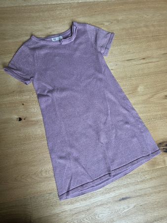 H&M Strickkleid lila Glitzer Grösse 122/128 Zustand gut
