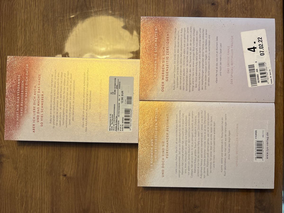 Libri: Mona Kasten Save Me, Save You, Save Us Trilogie – Nuovo (secondo la descrizione) da Stallikon venduto da Aleexus 1