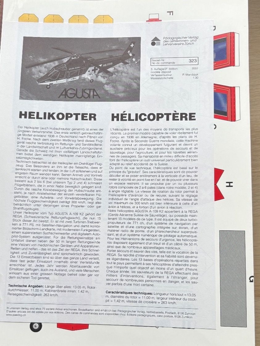 Kit di modellismo & Modellini statici: Modellbogen Helikopter Agusta – Usato da Rüti ZH venduto da Meke