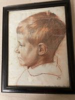 Zeichnung Junge, monogrammiert RM III.05 gerahmt