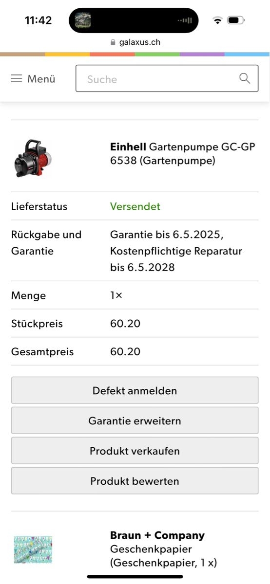 Einhell Pumpen & Teile: Einhell Gartenpumpe GC-GP 6538 – Gebraucht aus Berikon von  3
