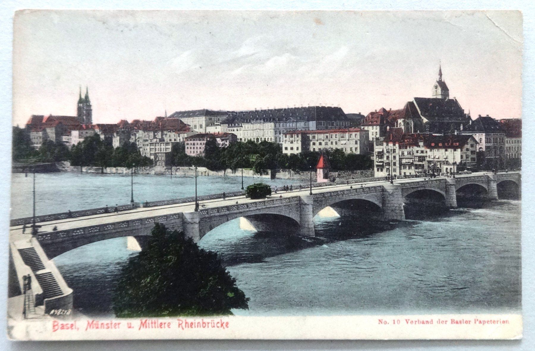 Cartoline postali: Basel, Münster u. Mittlere Rheinbrücke – Usato da Fétigny venduto da Billy2miny
