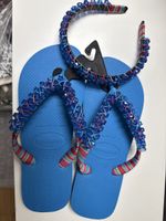 Havaianas Flip Flops, blau, Gr. 37/38, mit Haarband, Neu!