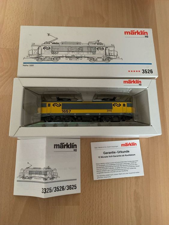 Locomotive électrique Märklin 3526 Ho - Reihe 1600/1657 Jaune (occasion, Pièces Manquantes)