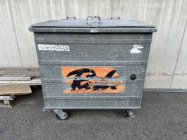 Abfallcontainer Stahl verzinkt mit Deckel und Rollen 600lt