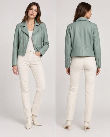 Max&Co Lederjacke Blau Gr. 36 IT – figurbetont