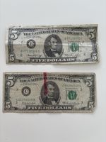 Deux billets 5 dollars 1969-1974