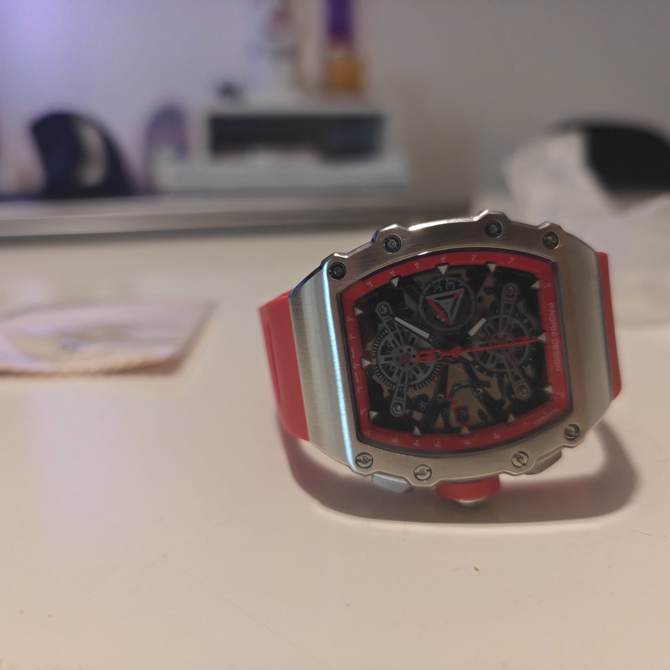 Pagani Design Orologi: Pagani Design Herrenuhr Uhr Rot – Nuovo (secondo la descrizione) da Suhr venduto da ChronixChronometer 2
