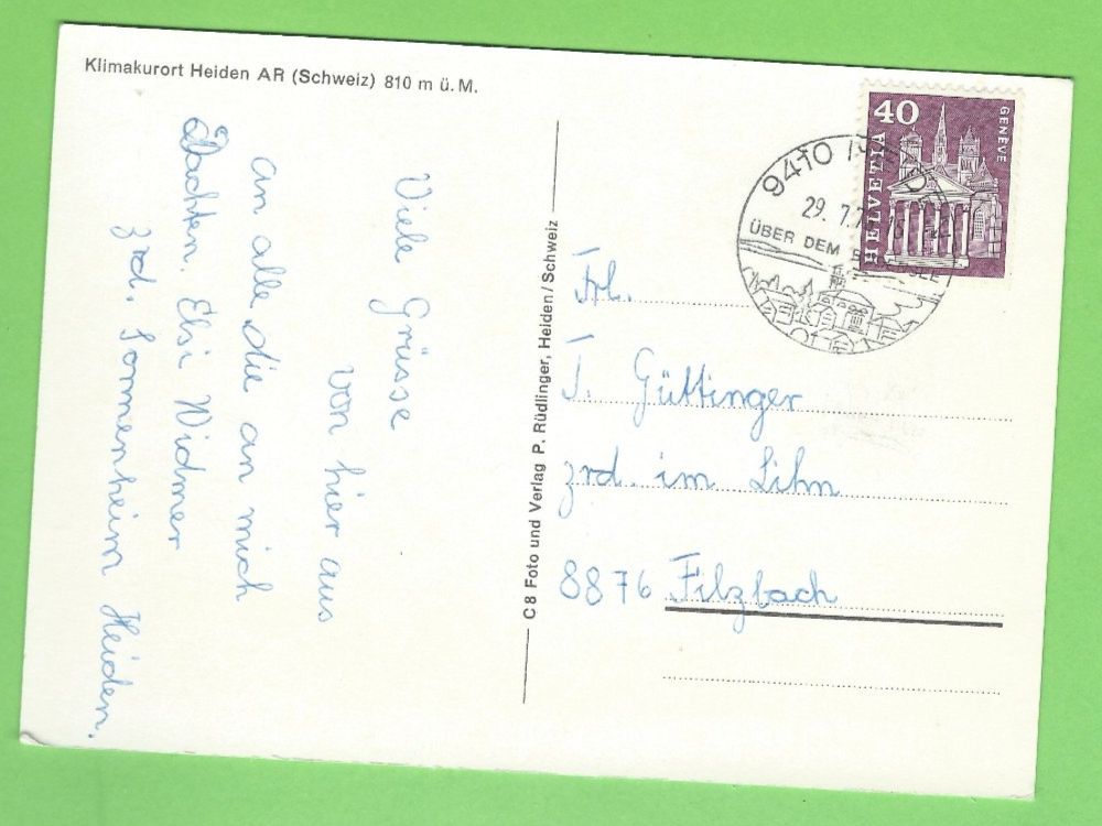 Cartoline postali: Heiden Appenzell Bahn – Usato da Zürich venduto da t24_de 1