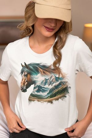 Damen XL Baumwolle T-shirt Pferd NEU