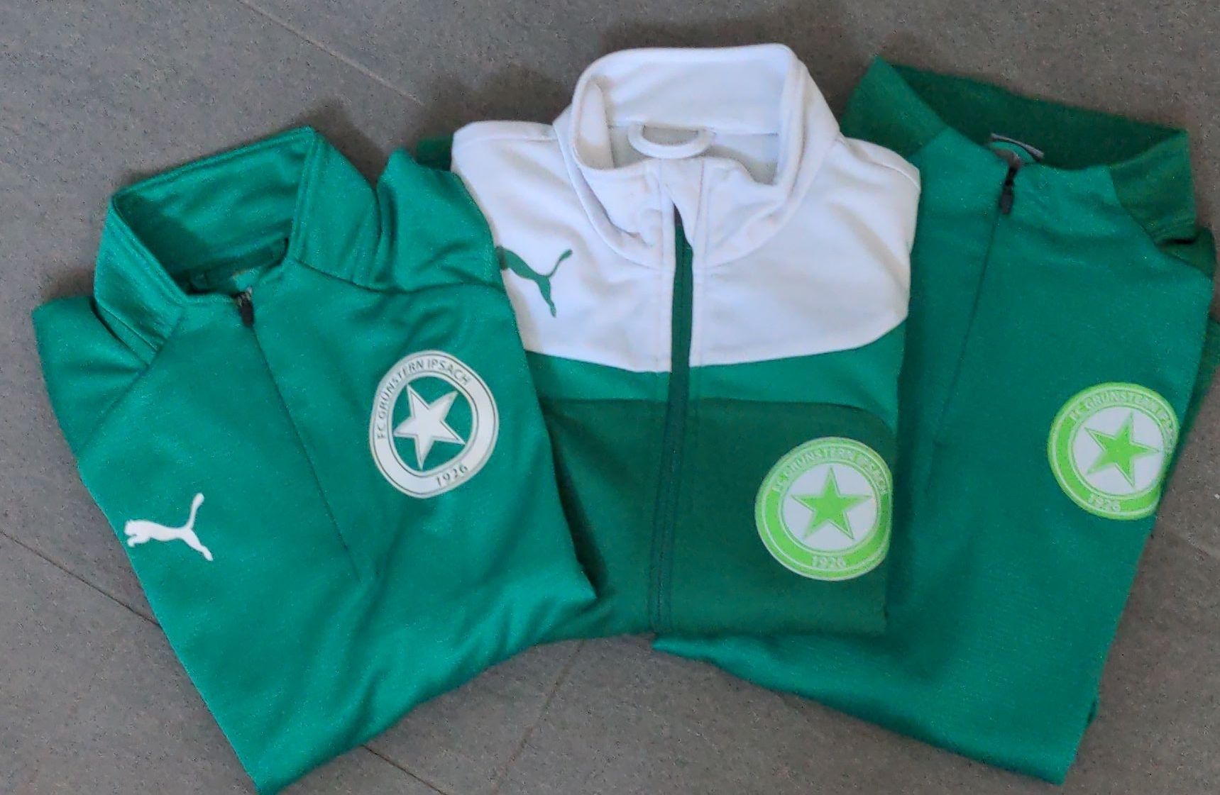 Puma Trainer, Turnhosen & -trikots: Puma Grünstern Ipsach Trainingpullover Paket Gr. 128-152 – Gebraucht aus Sutz von Rawypp
