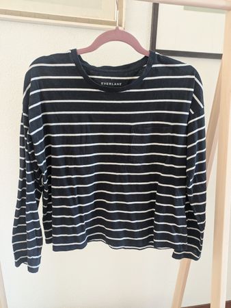 Everlane Navy White Striped Longsleeve Shirt Size M