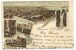 Gruss aus Biel (BE) Nidau  Magglingen  Taubenloch Litho 1902
