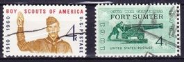 2 Timbres Amérique-USA Années 1960-61 Obl.