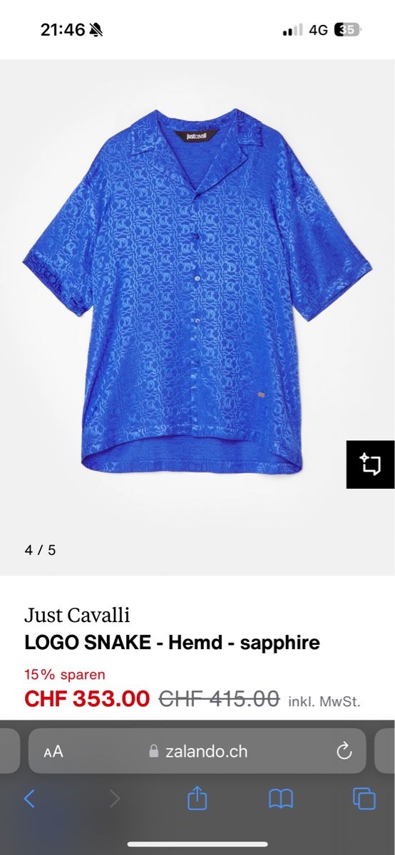 Roberto Cavalli Camicie: Just Cavalli LOGO SNAKE - Hemd - Orginalpreis 415.- – Nuovo e nell'imballaggio originale da Zürich venduto da luxuryoutlet1 5