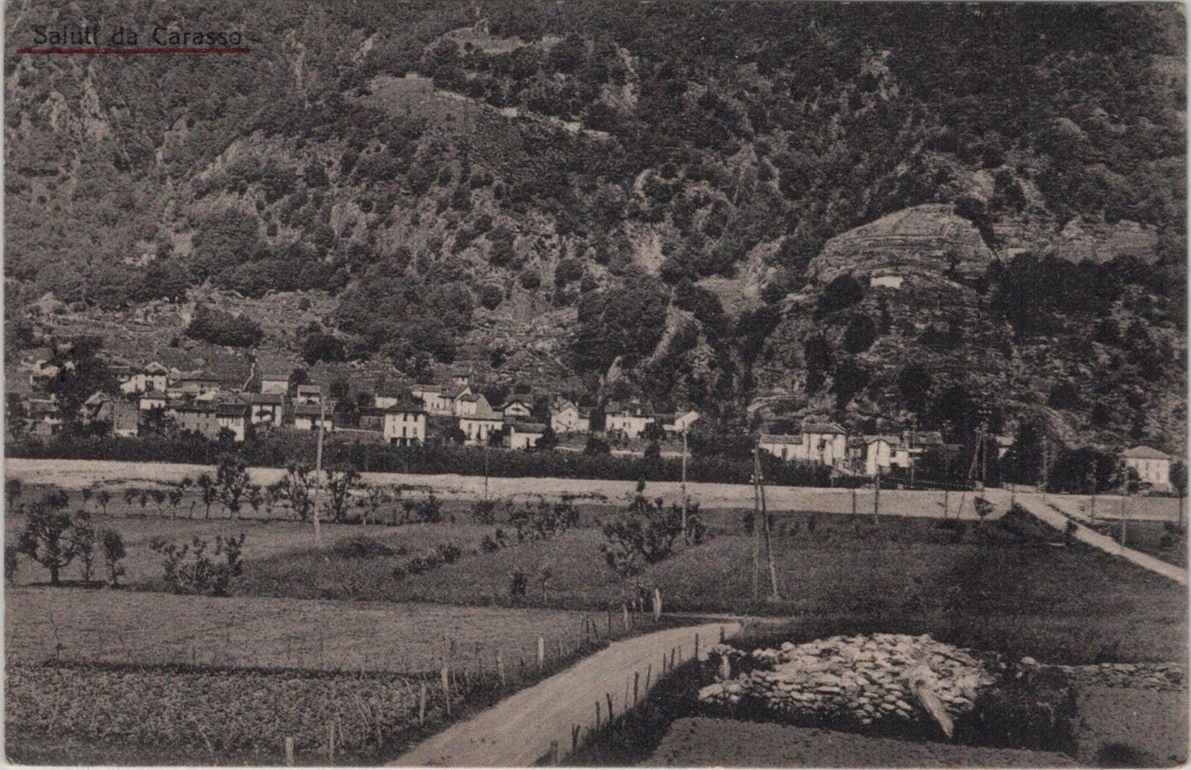 Ansichtskarten: TI 13 Saluti da Carasso 1929 – Gebraucht aus Fribourg von philafri