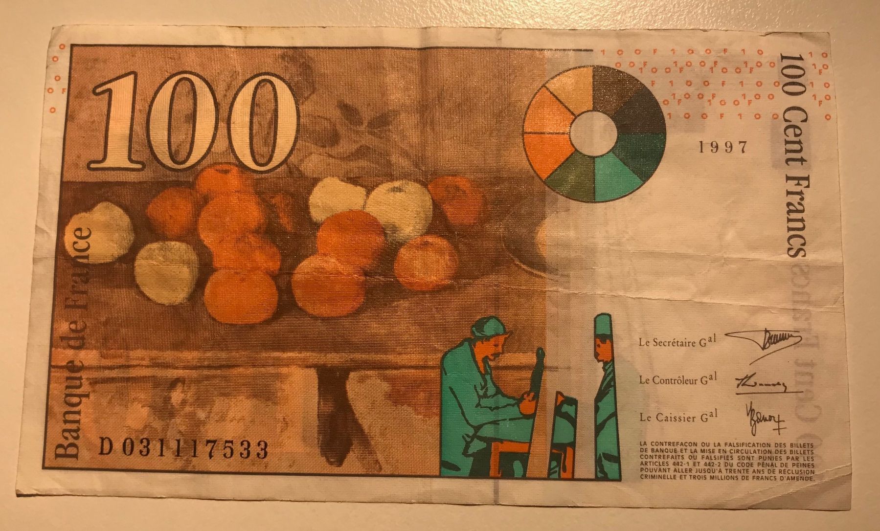Banconote: Frankreich 100 Francs 1997 – Usato da Algetshausen venduto da Carrhard 1