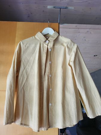 Chemise en lin jaune moutarde