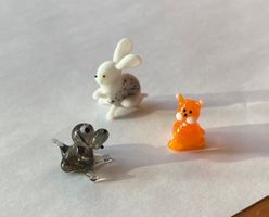 3 Mini Glasfiguren Tiere