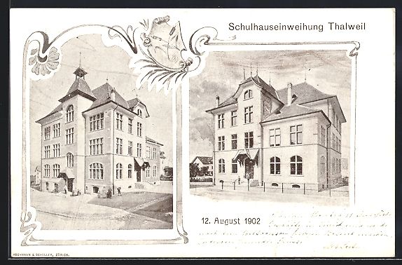 Cartoline postali: Thalweil, Schulhauseinweihung 12.8.1902, – Usato da Berlin venduto da bartko-reher