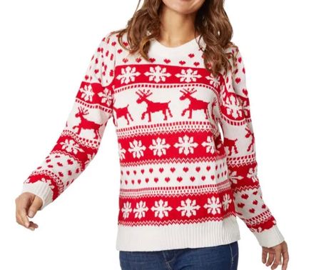 Ausverkauft Weihnachtspullover Winterzauber weiß-rot Gr.M