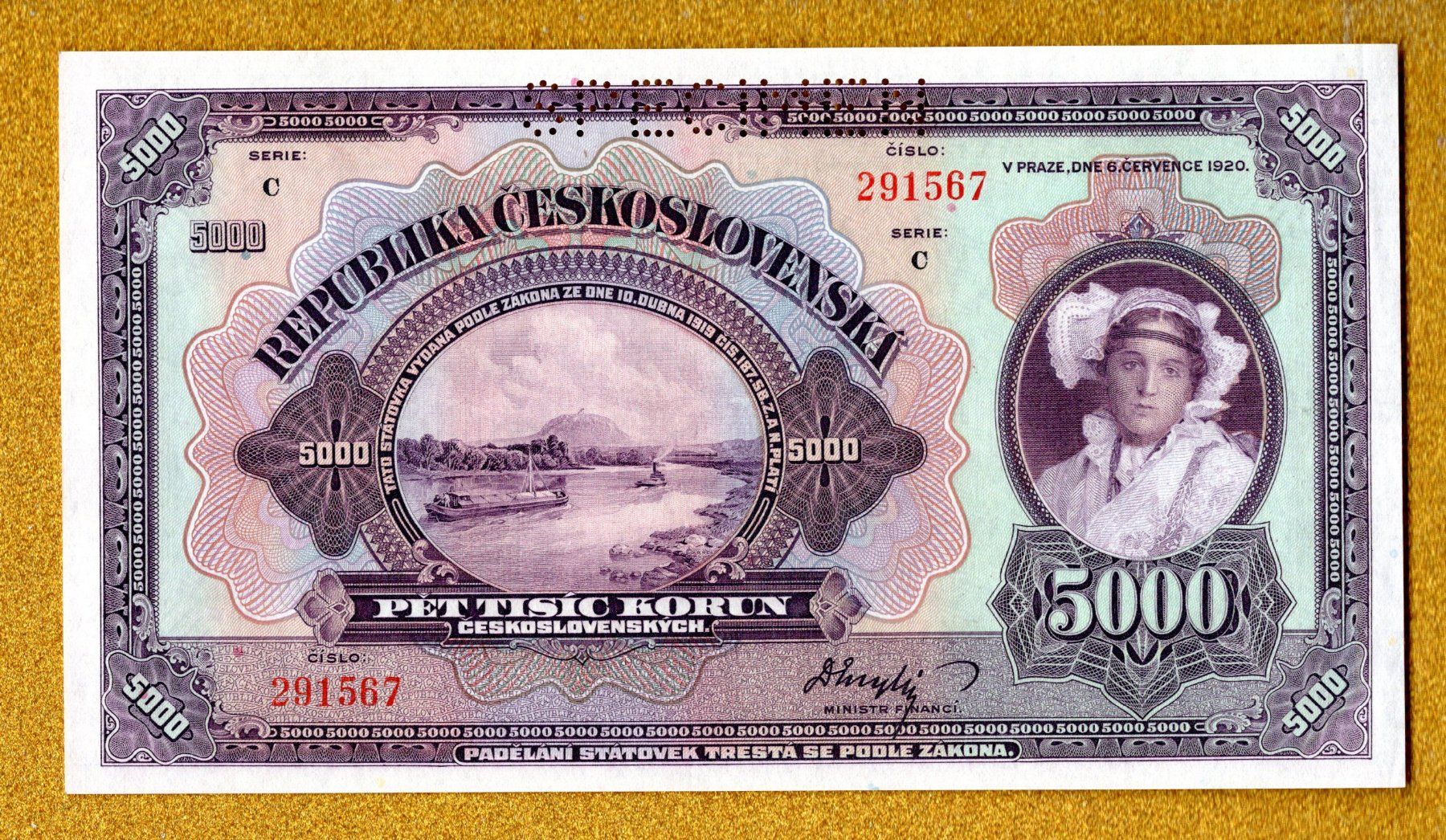 Billets de banque: Czecoslovakai  5000 korun Specimen UNC TOP – Neuf (Voir description) à Leibstadt par baroc333