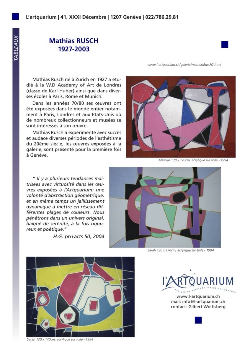 Dipinti: Mathias RUSCH (1927-2003) | Oeuvre abstraite – Usato da Gampelen venduto da theboywhoworks 5