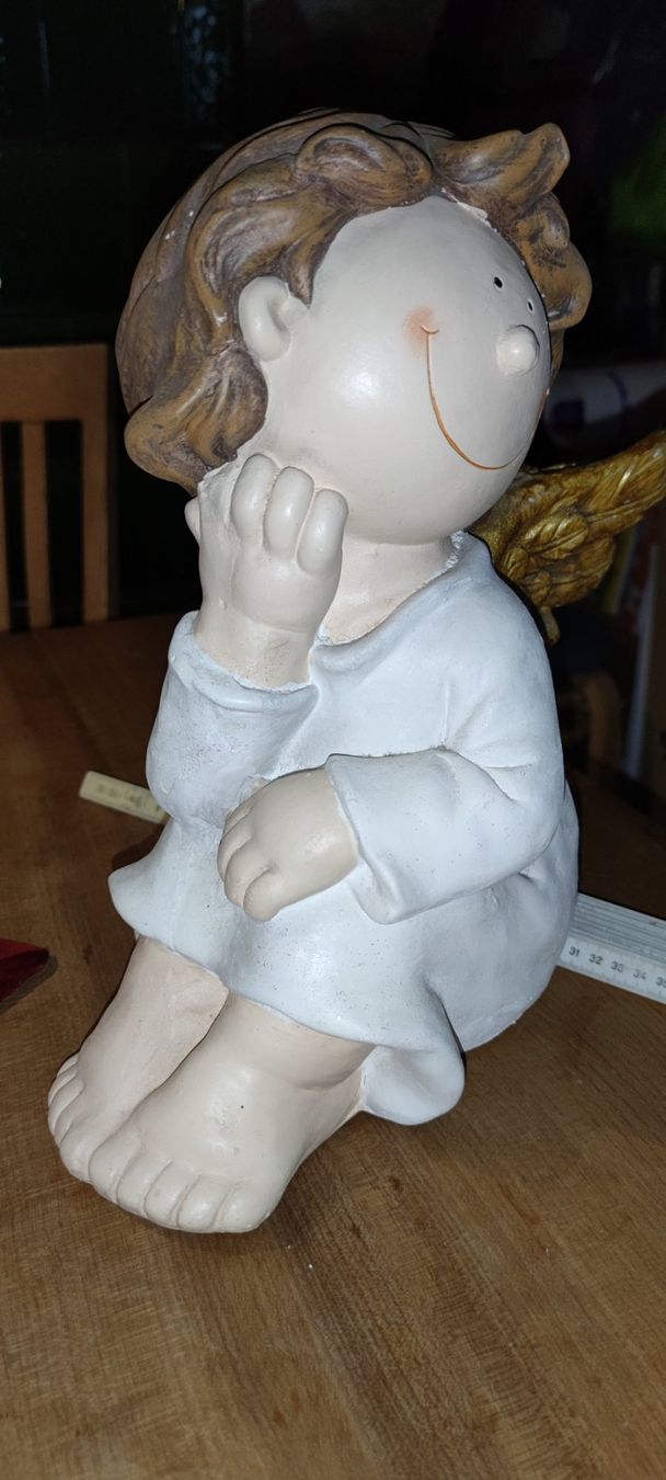 Statuette: Engel sitzend grinsend 34 cm hoch – Usato da Schweizersholz venduto da fuchs06 3
