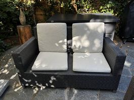 Garten-Loungesofa & 2 Loungesessel inkl. Kissen