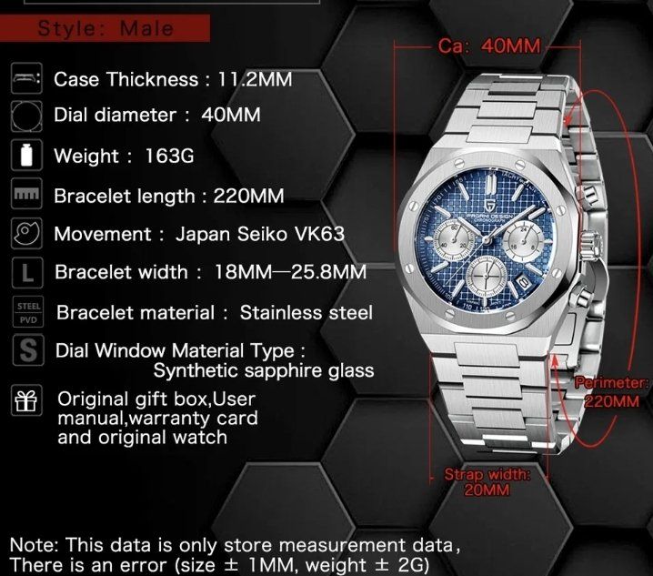 Pagani Design Uhren: Pagani Design Herren Uhr Chronograph Originalverpackt – Neu und originalverpackt aus Suhr von ChronixChronometer 4