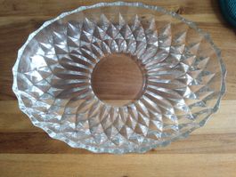 Crystal Glass Serving Platter, Oval Shape, Unique Design