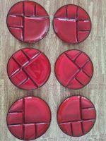 6er Set: Exklusive Keramik-Teller, Weinrot, d = 23cm