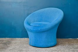 Fauteuil pivotant champignon bleu vintage design moderniste