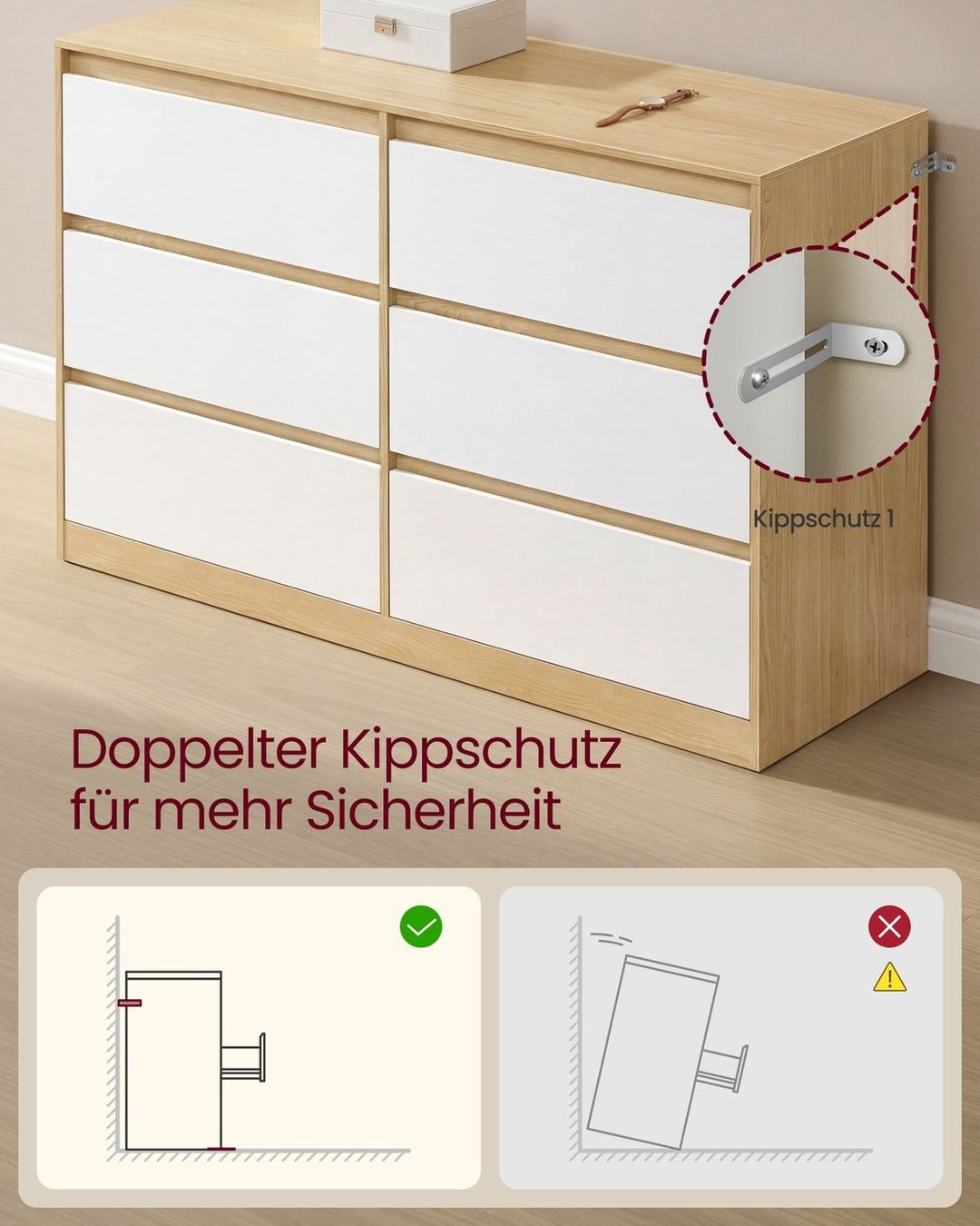 Kommoden: Kommode mit sechs Schubladen NOREA – Neu und originalverpackt aus Lachen SZ von MAMORU-MOEBEL 3