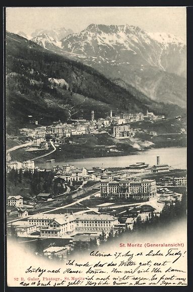 Cartoline postali: AK St. Moritz, Gesamtansicht, 1903 – Usato da Berlin venduto da bartko-reher
