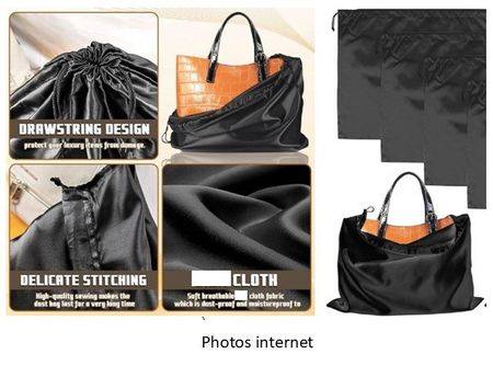 Sacs à poussière x 6 pcs, polyester satiné noir, 40 x 50 cm