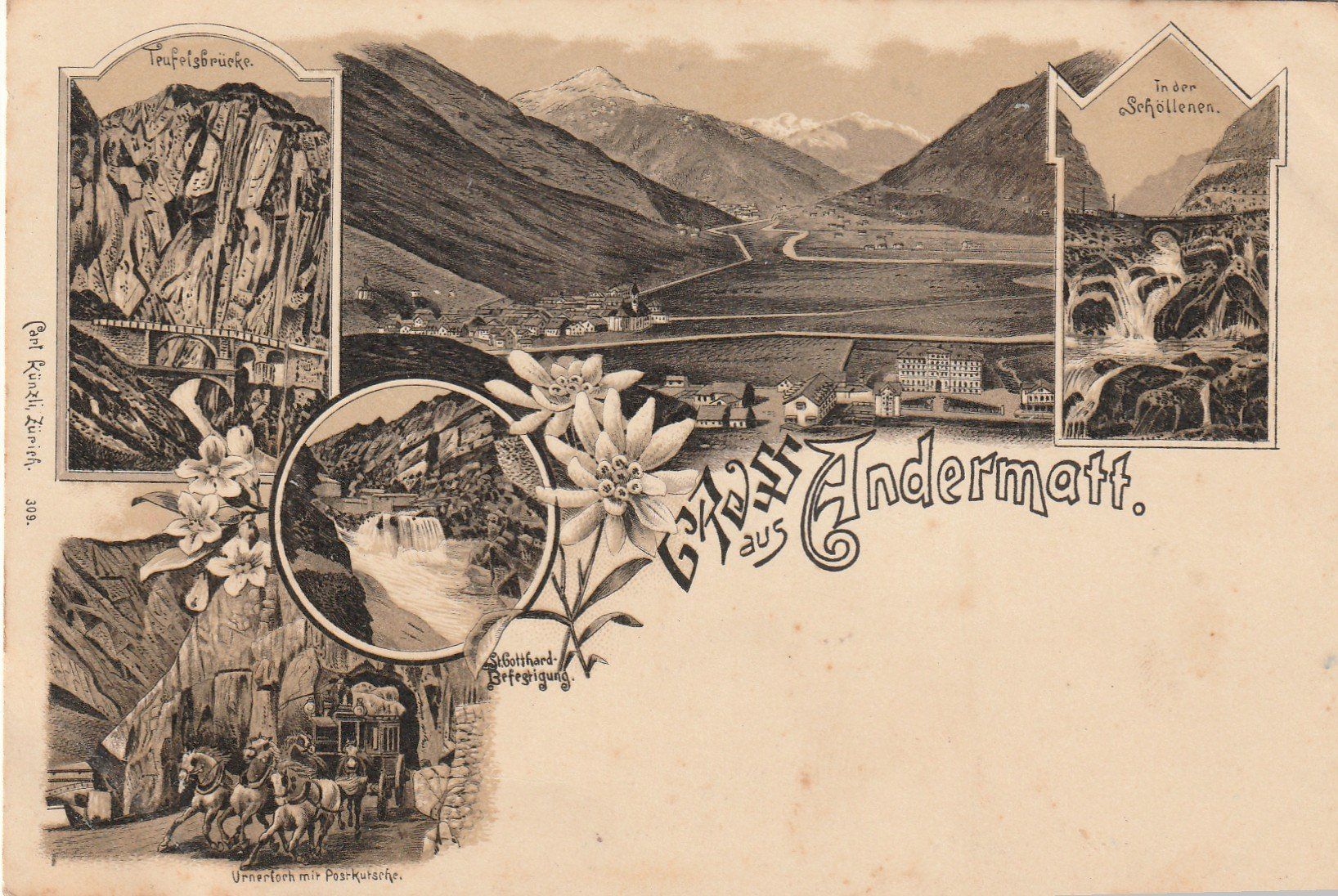 Cartes postales: AK Gruss aus Andermatt Litho um 1900 – D'occasion à Rupperswil par Ema10