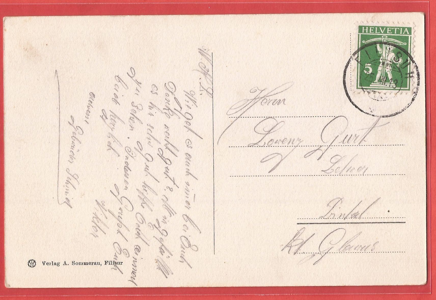 Ansichtskarten: Filisur - 1913 – Gebraucht aus Fislisbach von Porano 1