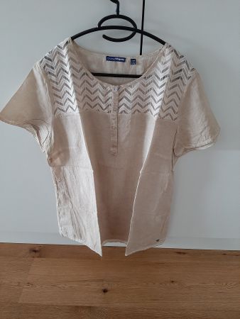 T-Shirt / Bluse beige, durchsichtig, Gr. 46