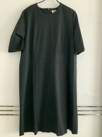 Jil Sander Kleid schwarz kurzarm Viskosemischung Gr. 44